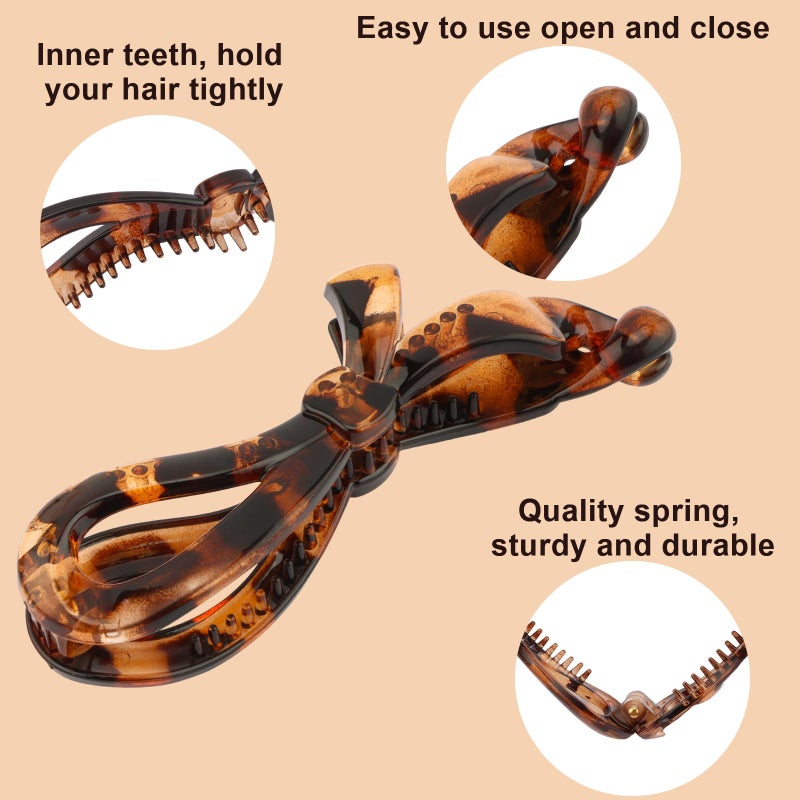 هابدو مجموعة مشابك شعر هابدو المكونة من 4 قطع على شكل موزة للشعر الكثيف، مشبك شعر موزة غير لامع لتسريحات الشعر النسائية ذات الحجم الكبير، إكسسوارات كبيرة وقوية لتثبيت ذيل الحصان والكعكة (على شكل فيونكة). - Image 3